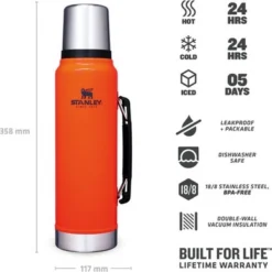 Bouteille Isotherme Stanley The Legendary Classic Bottle Blaze Orange 1L -Meilleur Camping Magasin 4 1200x1200 1